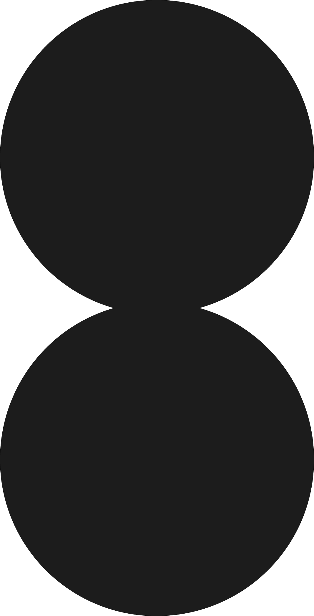 Imagem ilustrativa de dois circulos pretos, uma sobre o outro, na vertical.